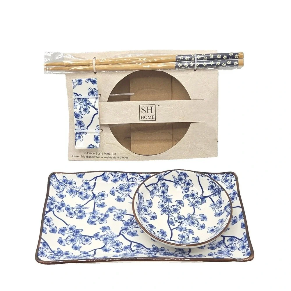 SH Home 5pc Cherry Blossom Sushi Plate Set 11